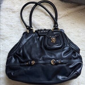 Ellen Tracy Black Leather Hobo Bag